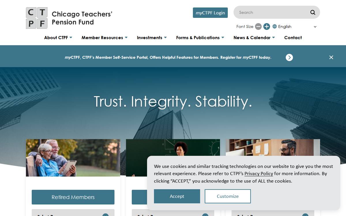 Chicago Teachers' Pension Fund website preview