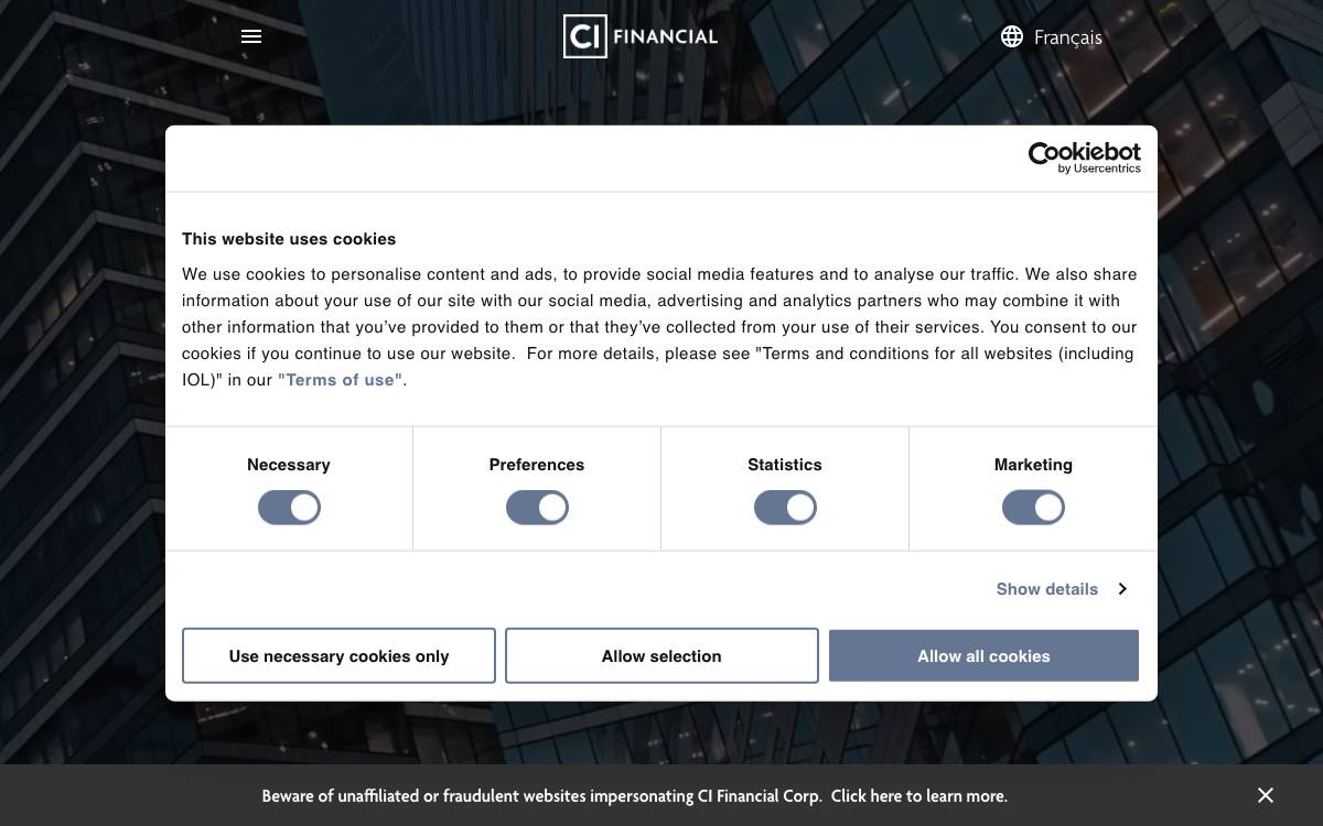 CI Global Asset Management website preview