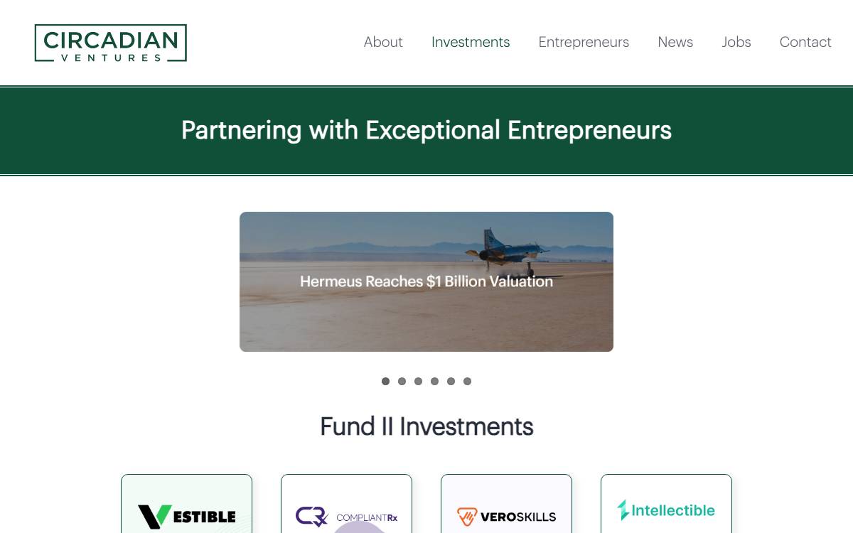 Circadian Ventures website preview
