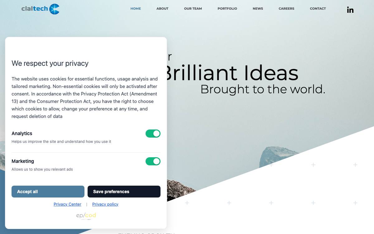Claltech website preview