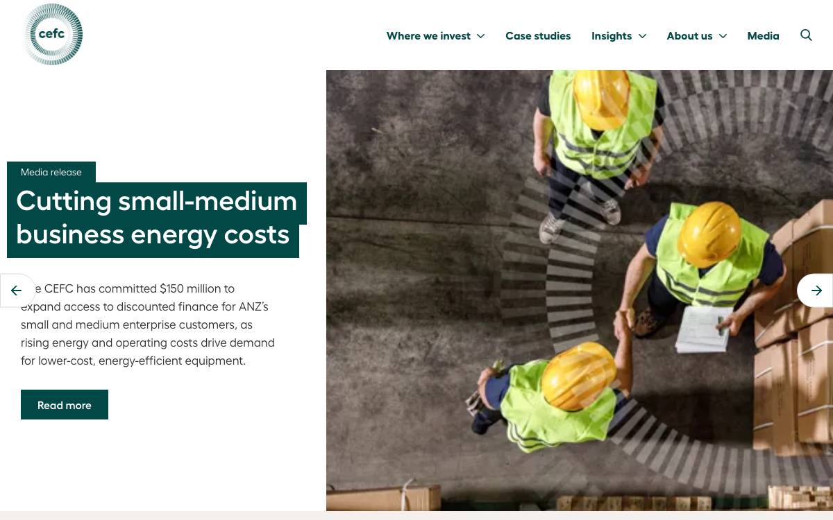 Clean Energy Finance Corporation (CEFC) website preview