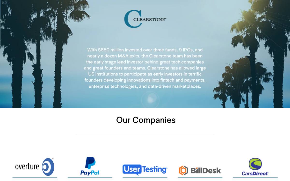 Clearstone Venture Partners website preview