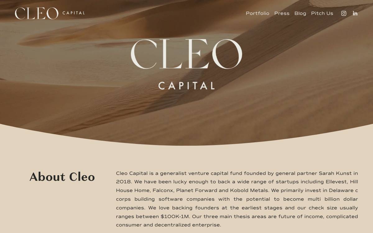 Cleo Capital website preview