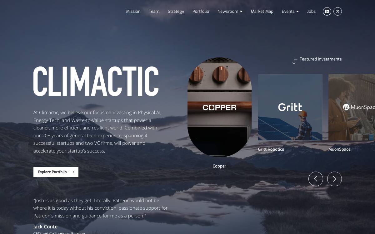 Climactic website preview