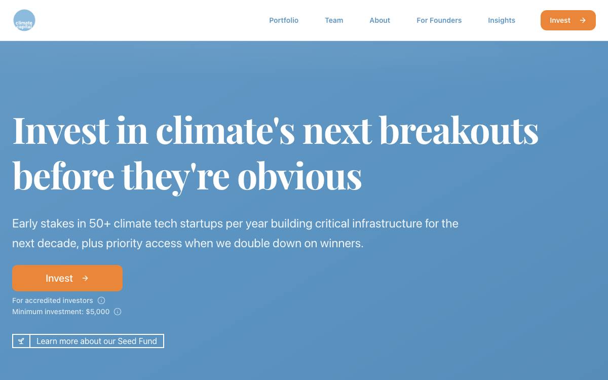 Climate Capital website preview
