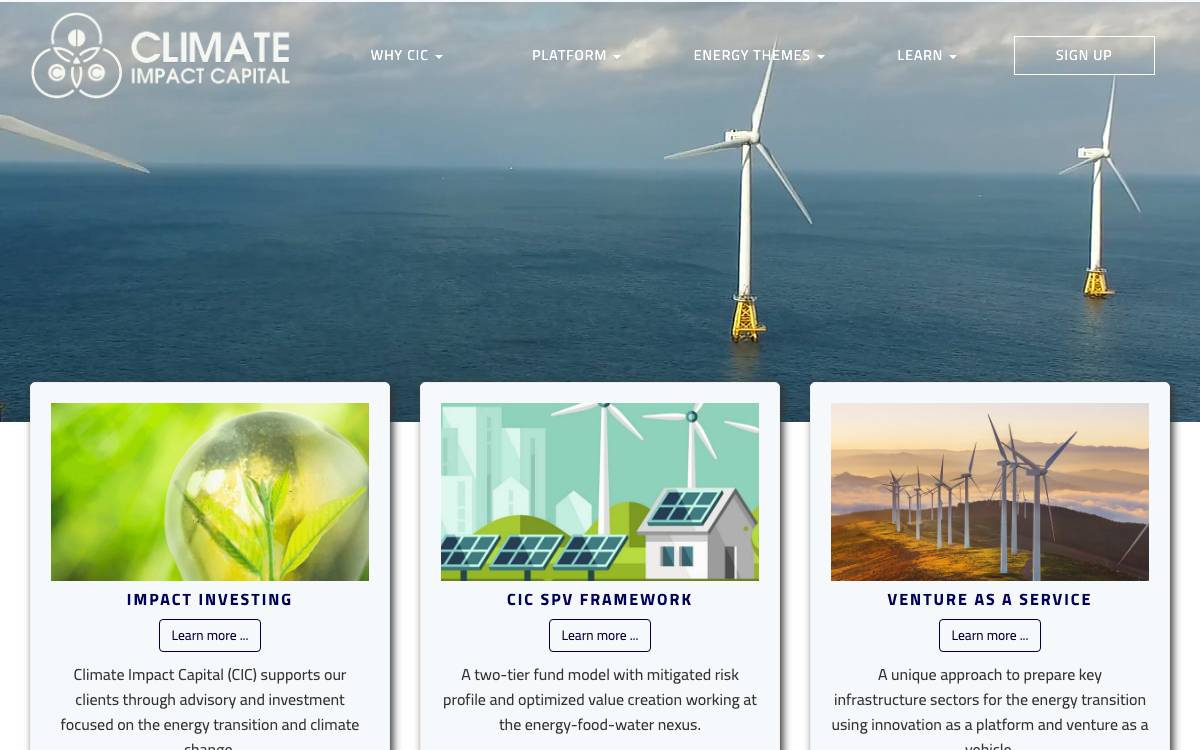 Climate Impact Capital website preview
