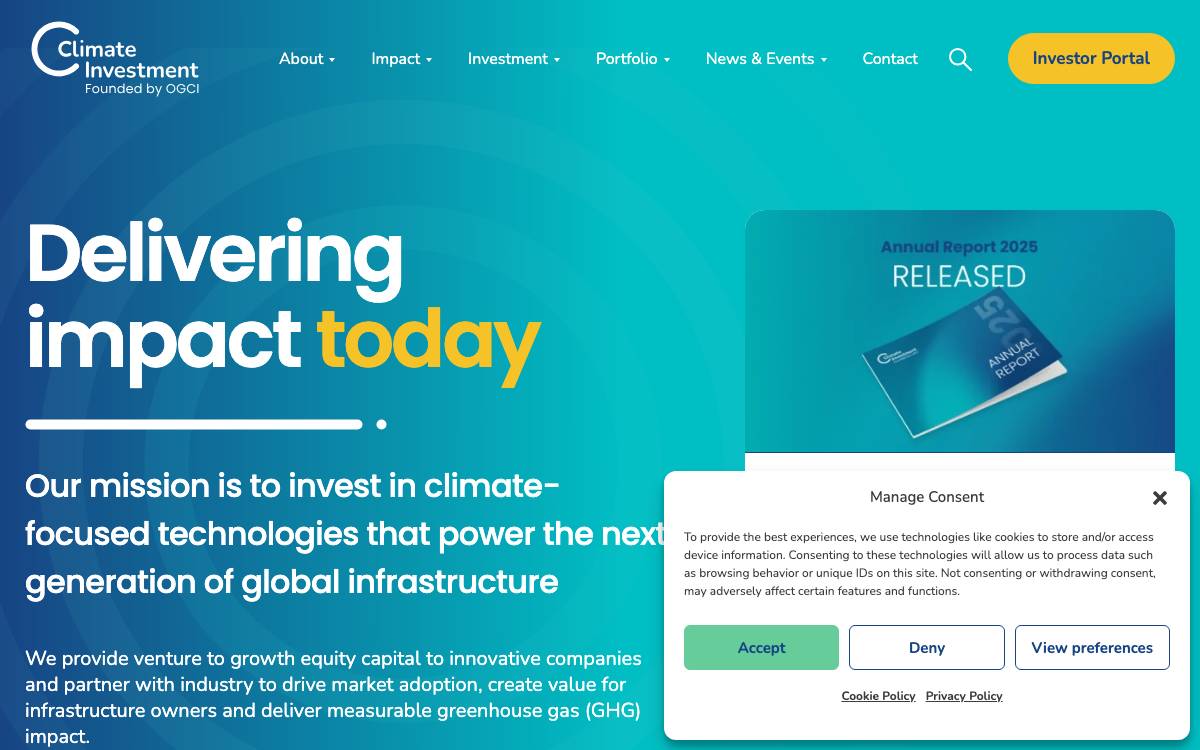 Climate Investment website preview