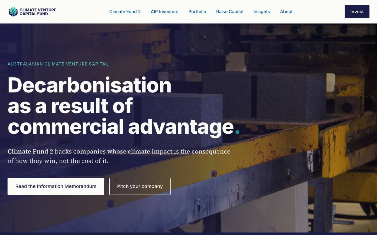Climate Venture Capital Fund website preview