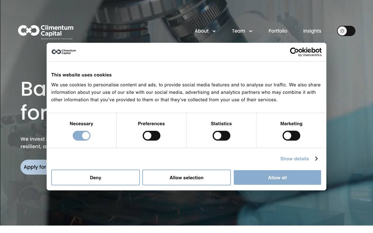 Climentum Capital website preview
