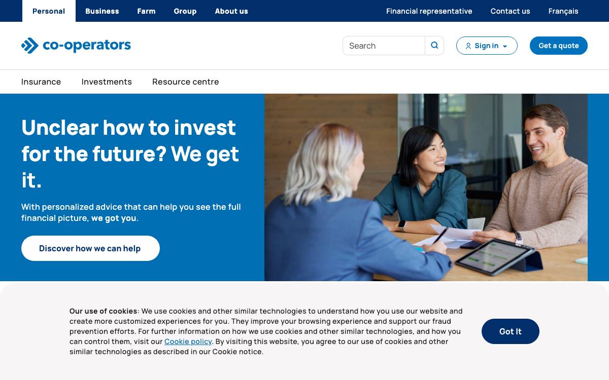 Co-operators corporate venture activity website preview