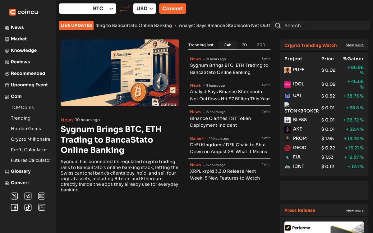 Coincu Ventures website preview