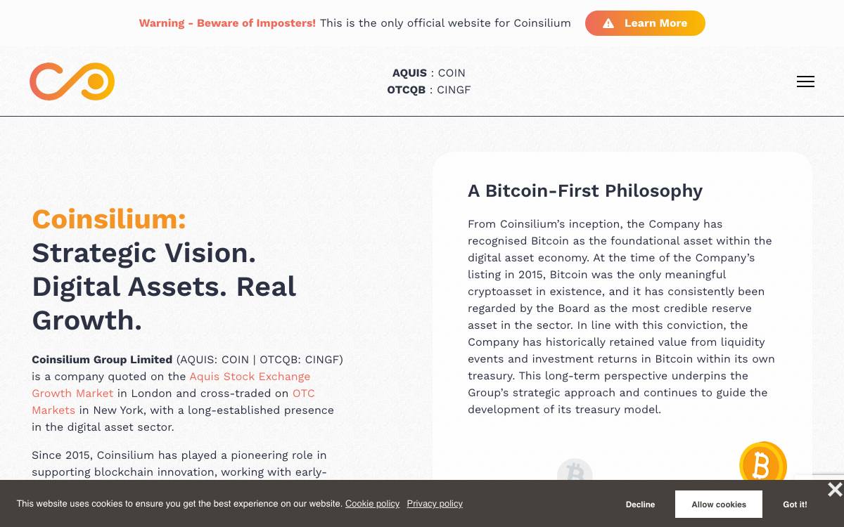 Coinsilium Group website preview