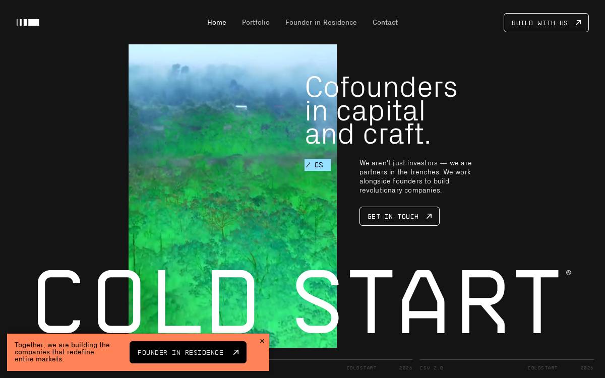 Cold Start Ventures website preview