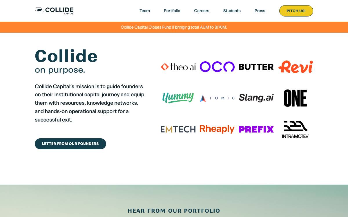Collide Capital website preview