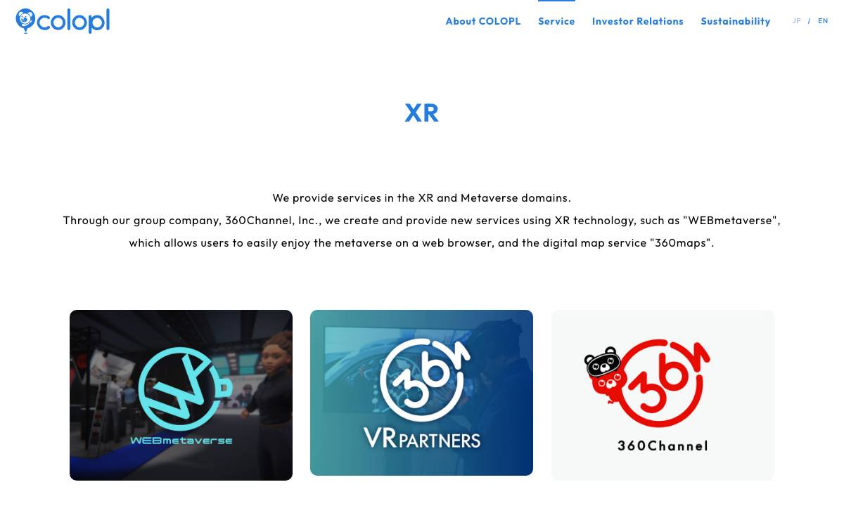 Colopl VR Fund website preview