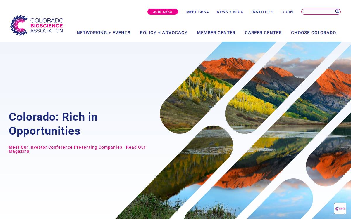 Colorado BioScience Association website preview