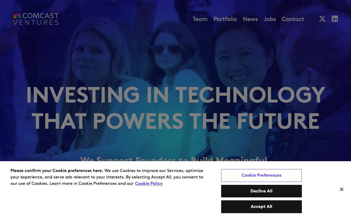 Comcast Ventures website preview
