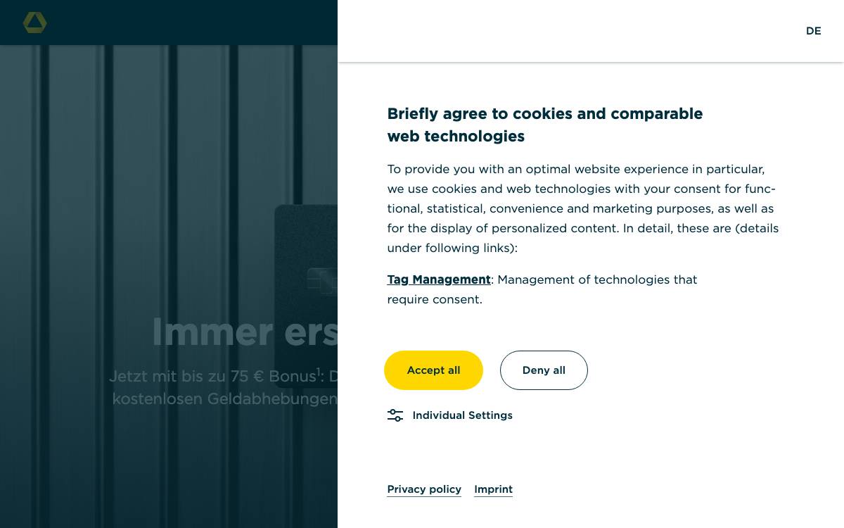 Commerzbank website preview