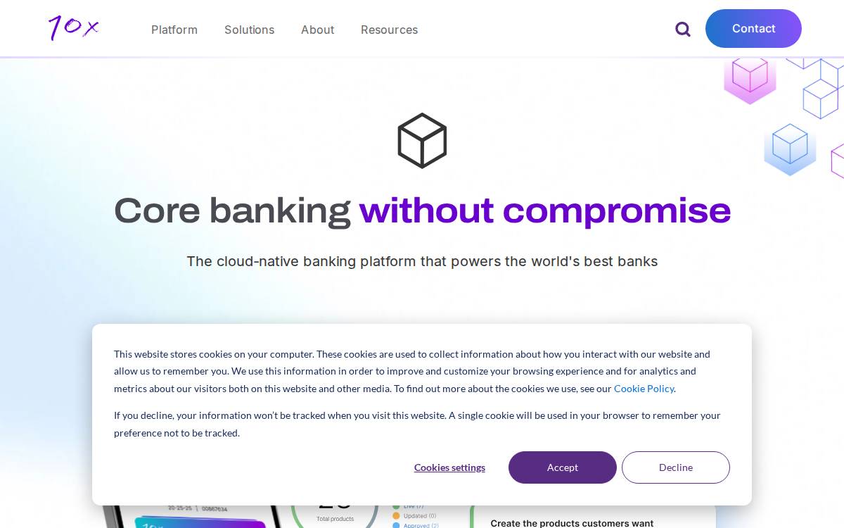 10x Banking website preview