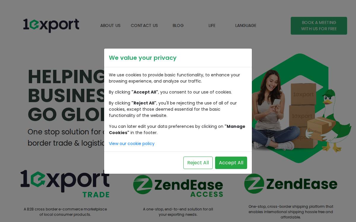 1Export Helping Businesses Go Global website preview