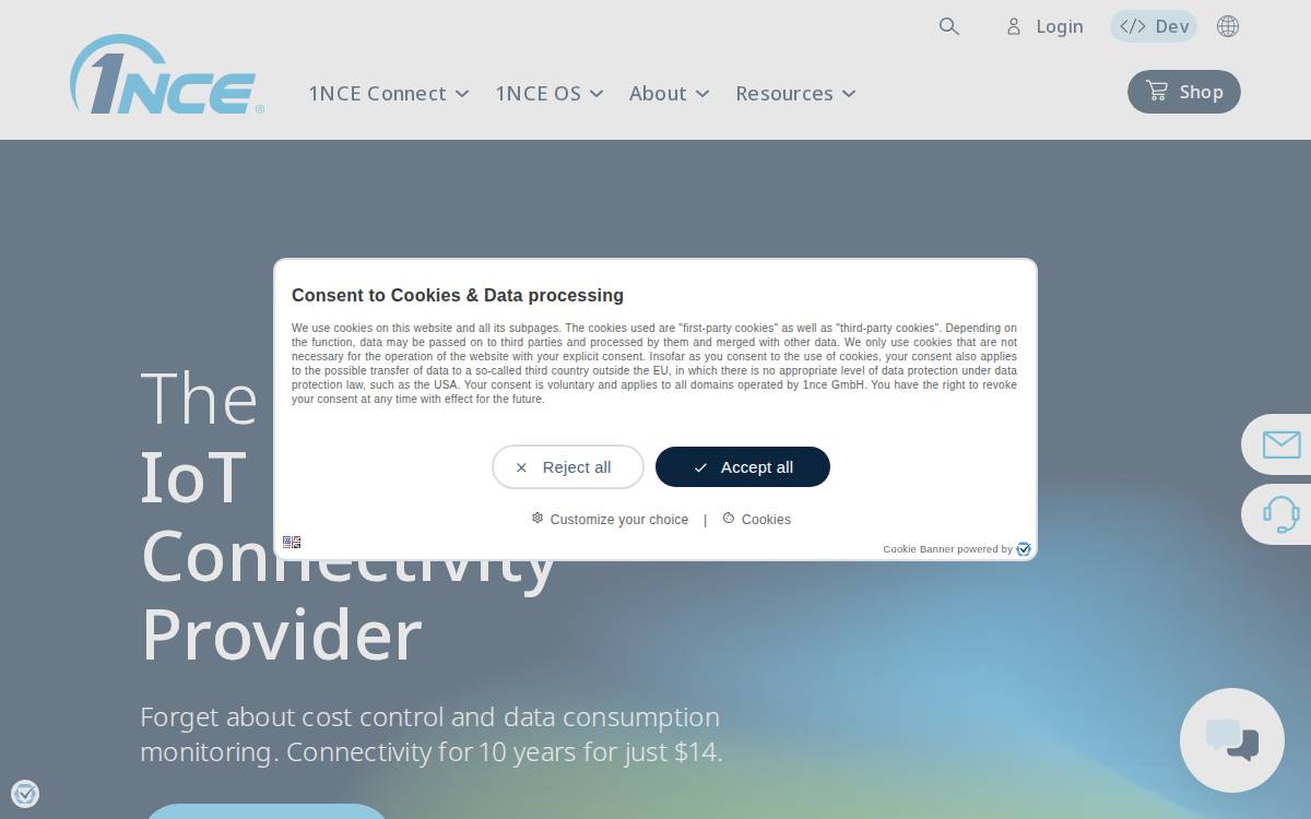 1NCE website preview