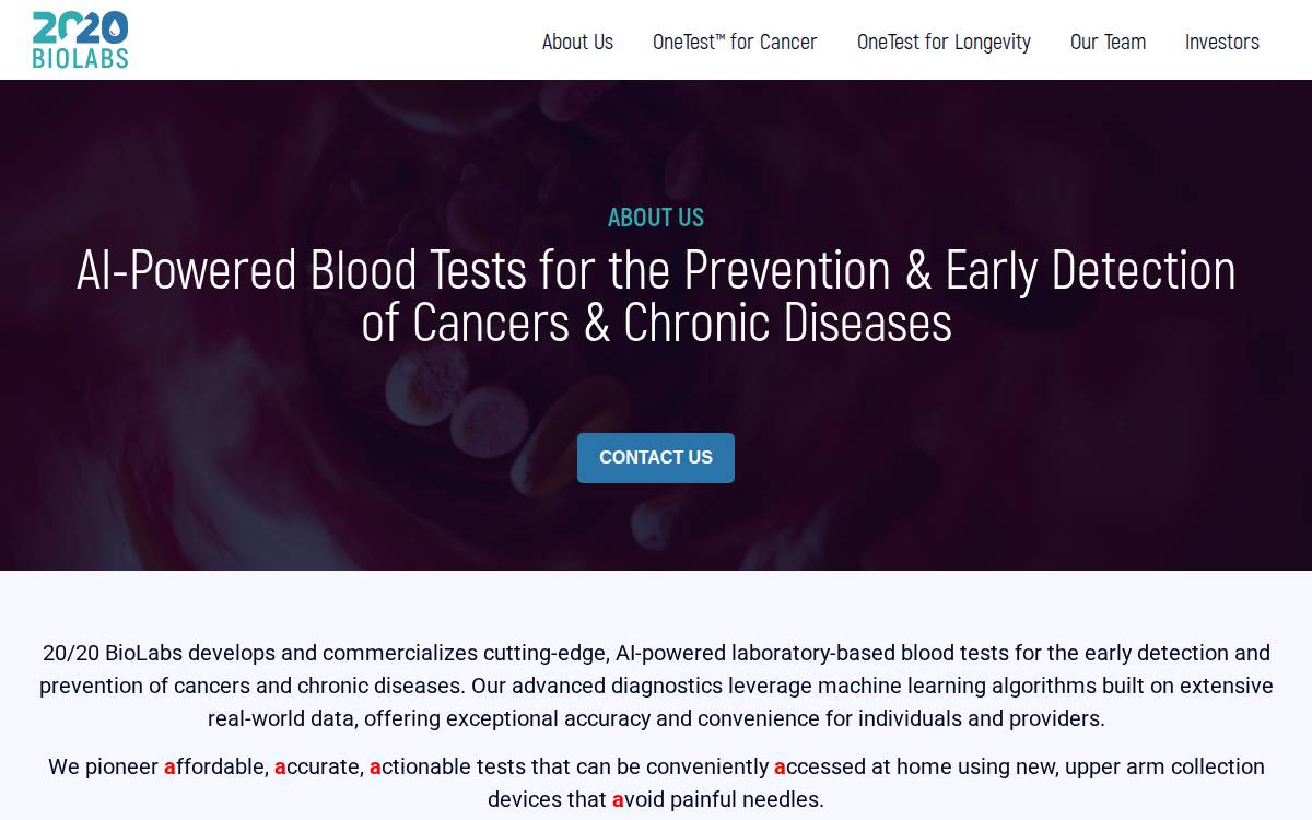 20/20 BioLabs website preview