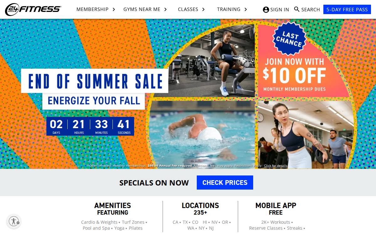 24 Hour Fitness website preview