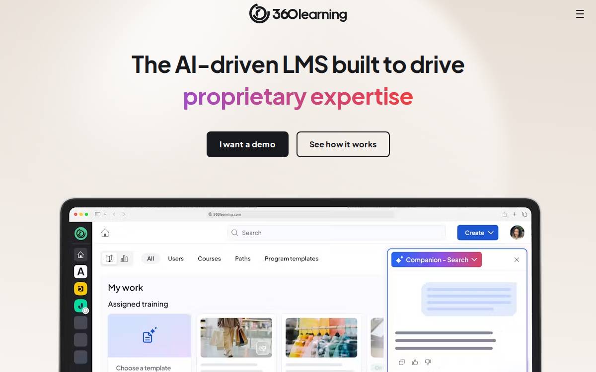 360 Learning website preview