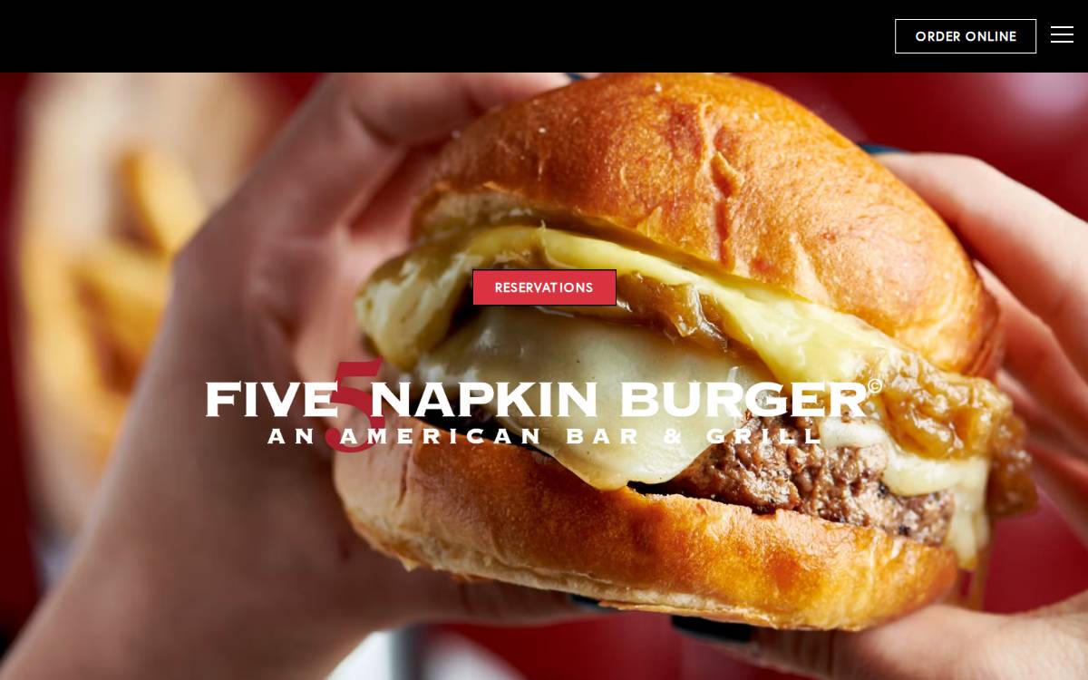 5 Napkin Burger website preview