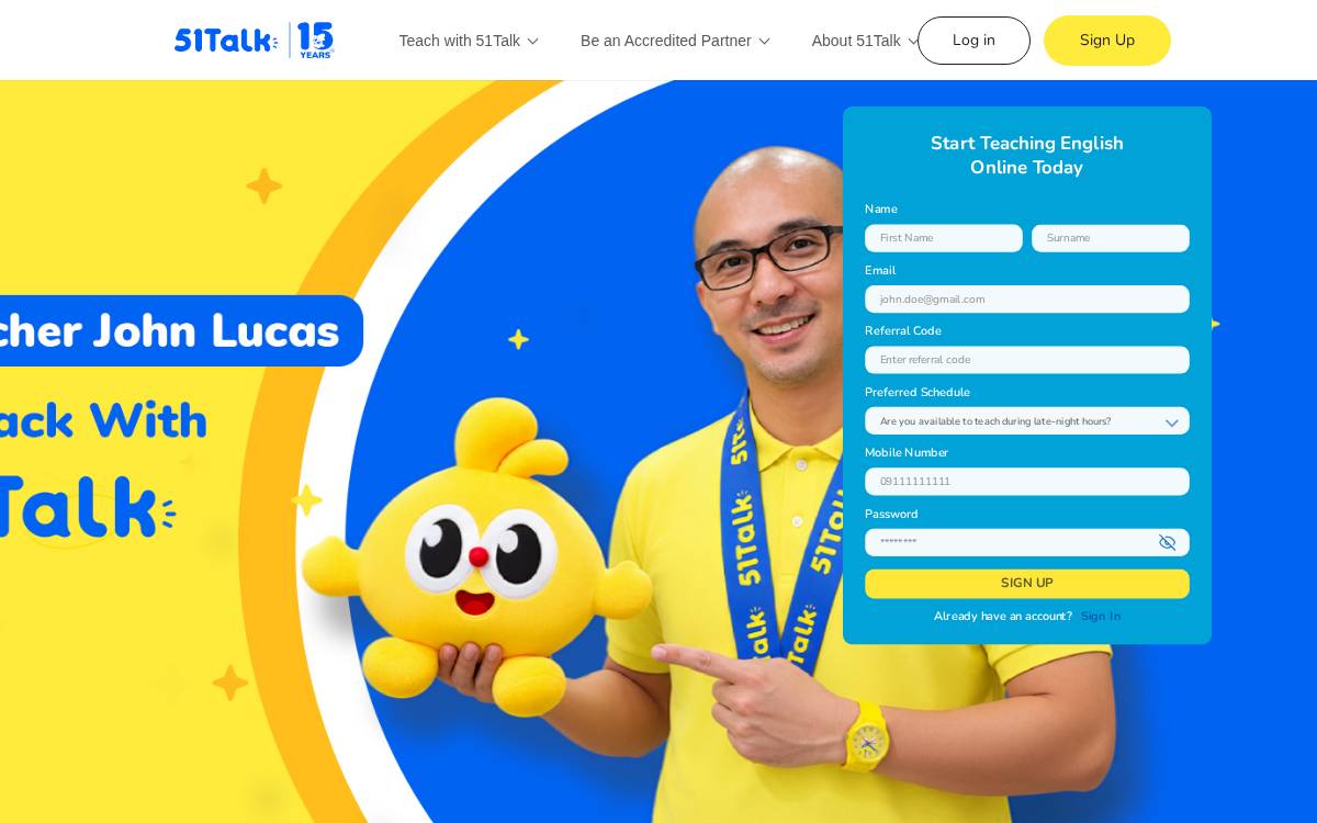 51Talk website preview