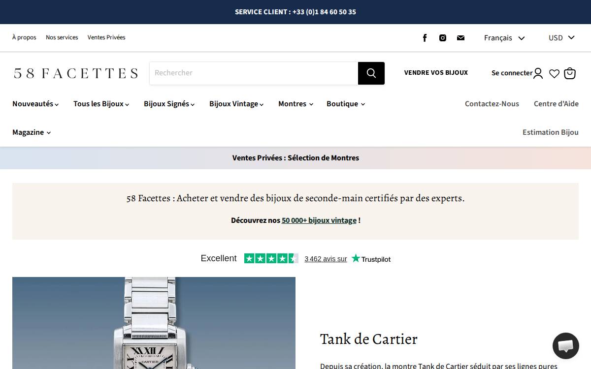 58 Facettes website preview