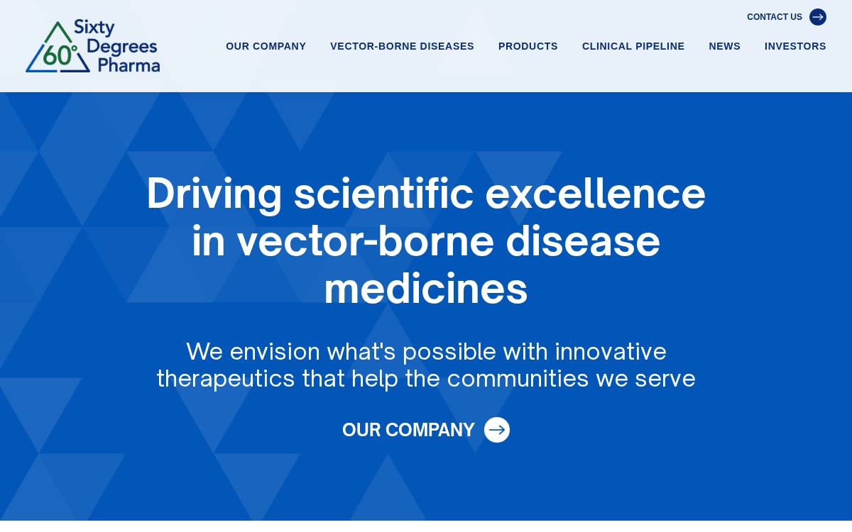 60 Degrees Pharmaceuticals website preview