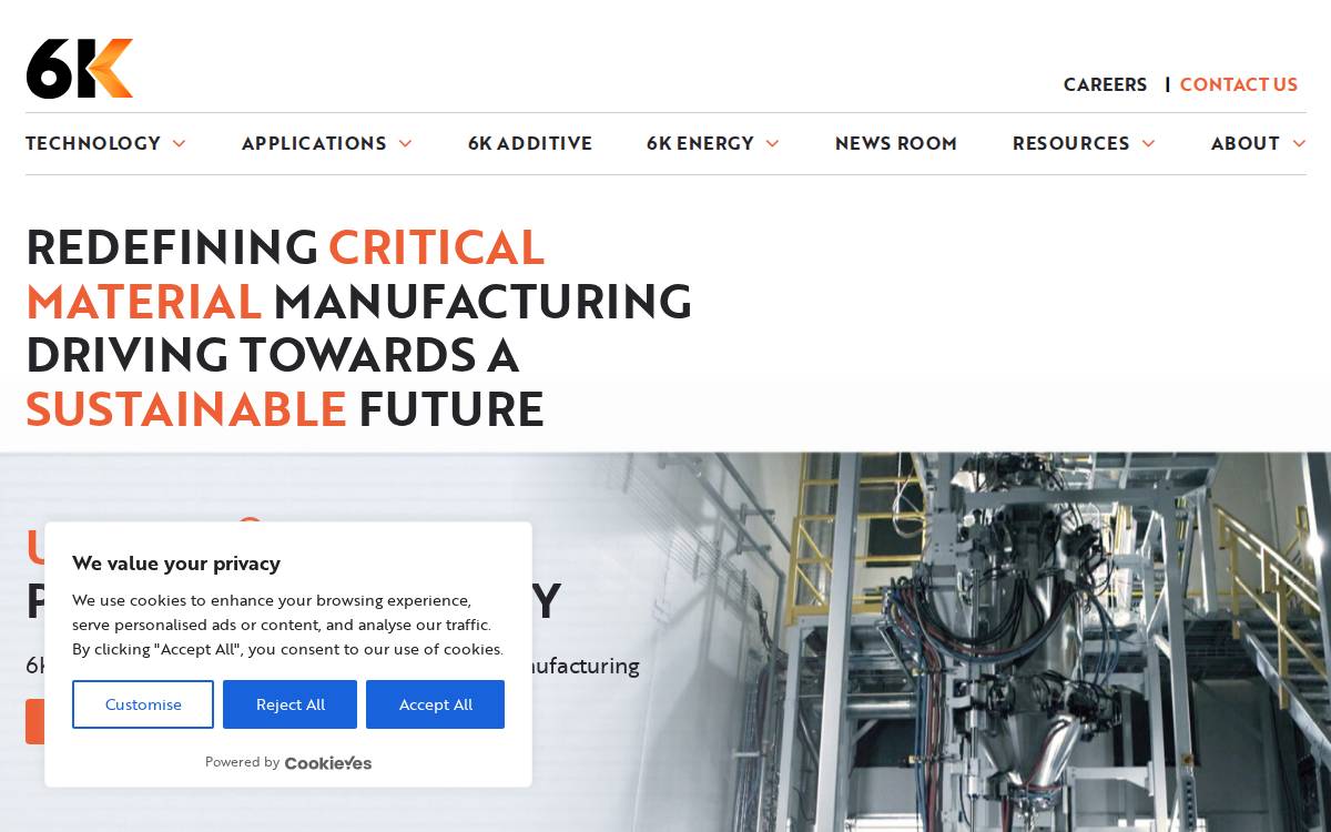 6K Inc. website preview