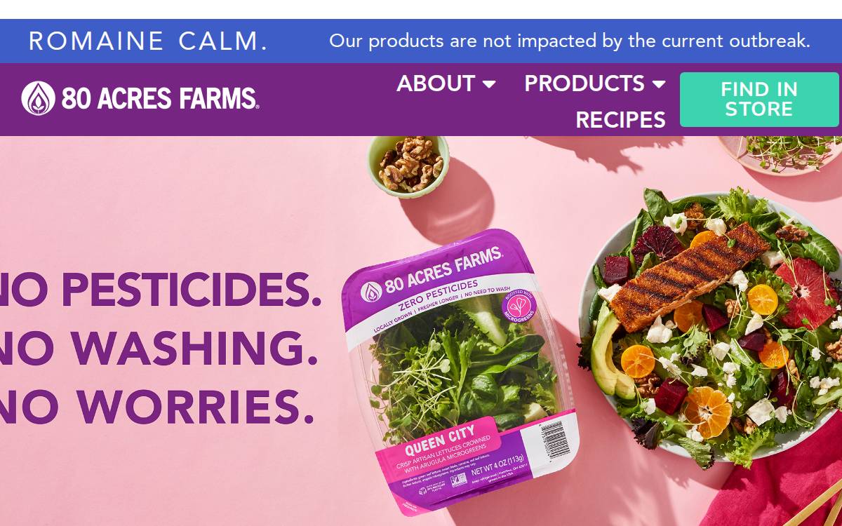 80 Acres Farms website preview