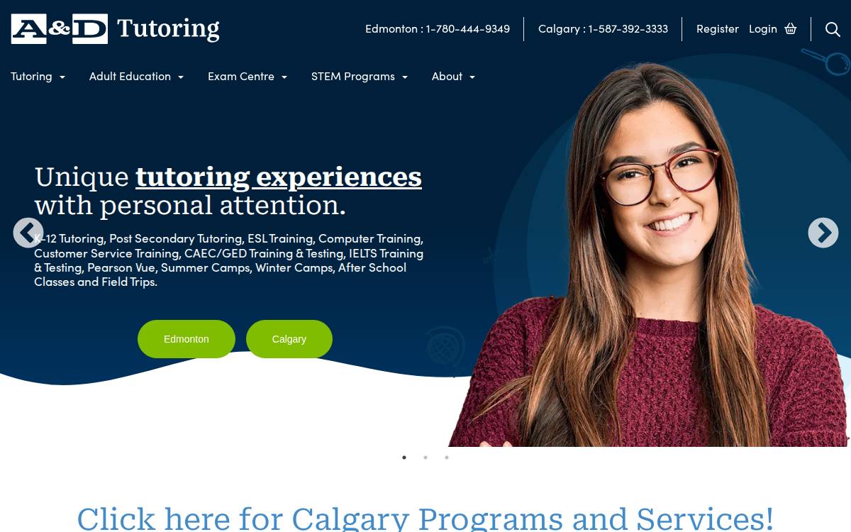 A&D Tutoring website preview