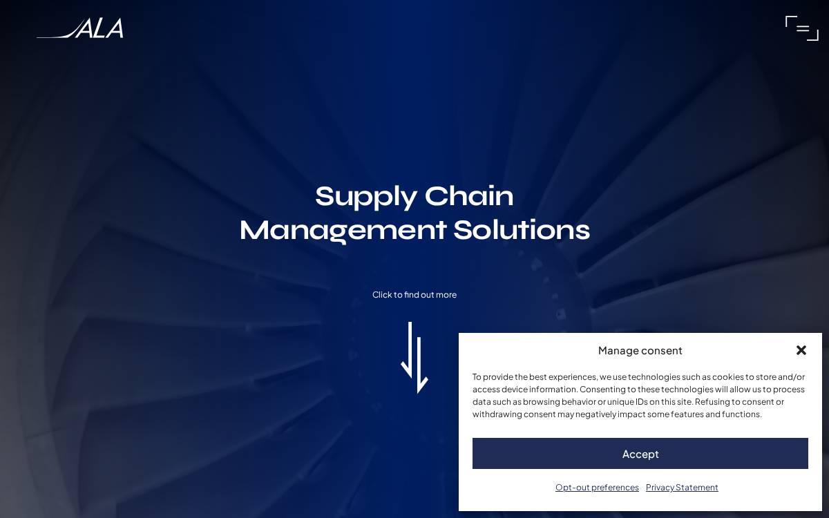 A L A Advanced Logistics For Aerospace website preview