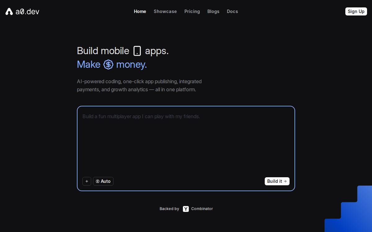 a0.dev website preview