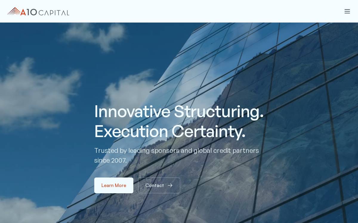 A10 Capital website preview