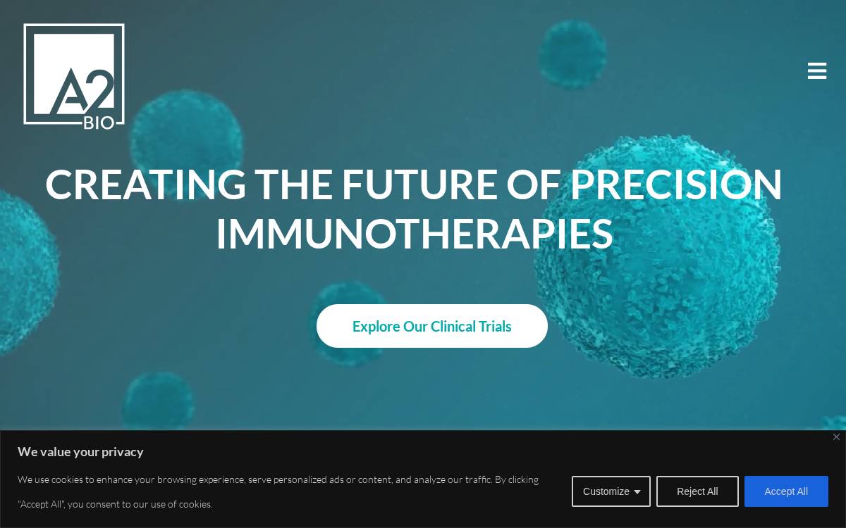 A2 Biotherapeutics website preview