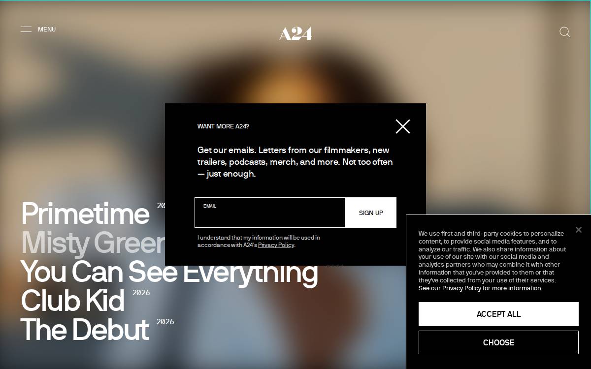 A24 website preview
