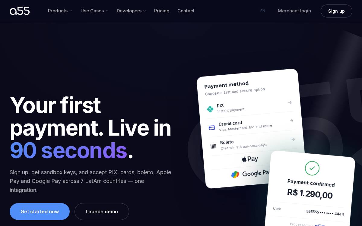 a55 website preview