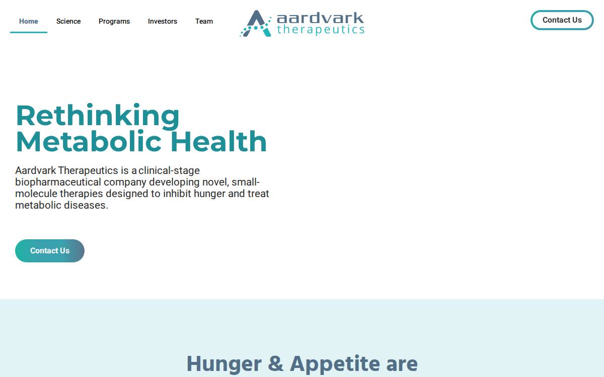 Aardvark Therapeutics website preview