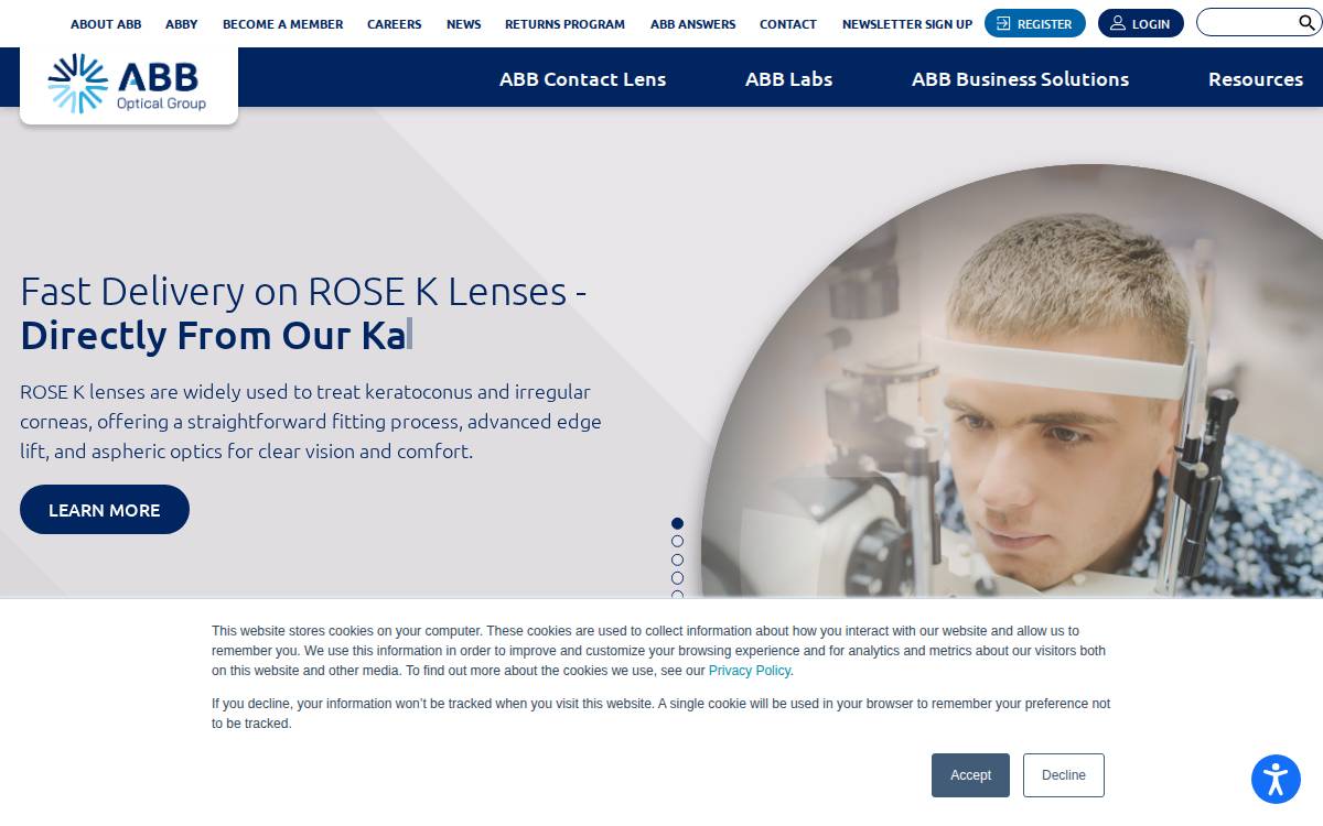 Abb Optical Group website preview