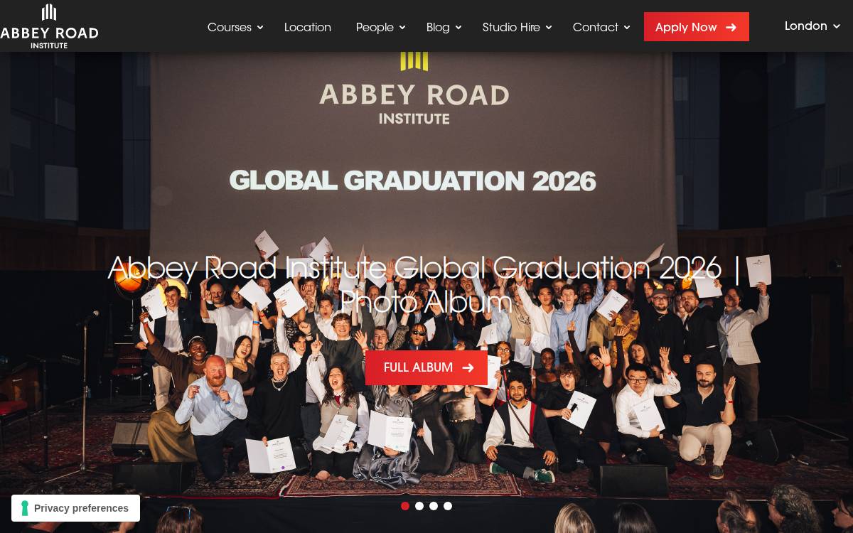 Abbey Road Institute website preview