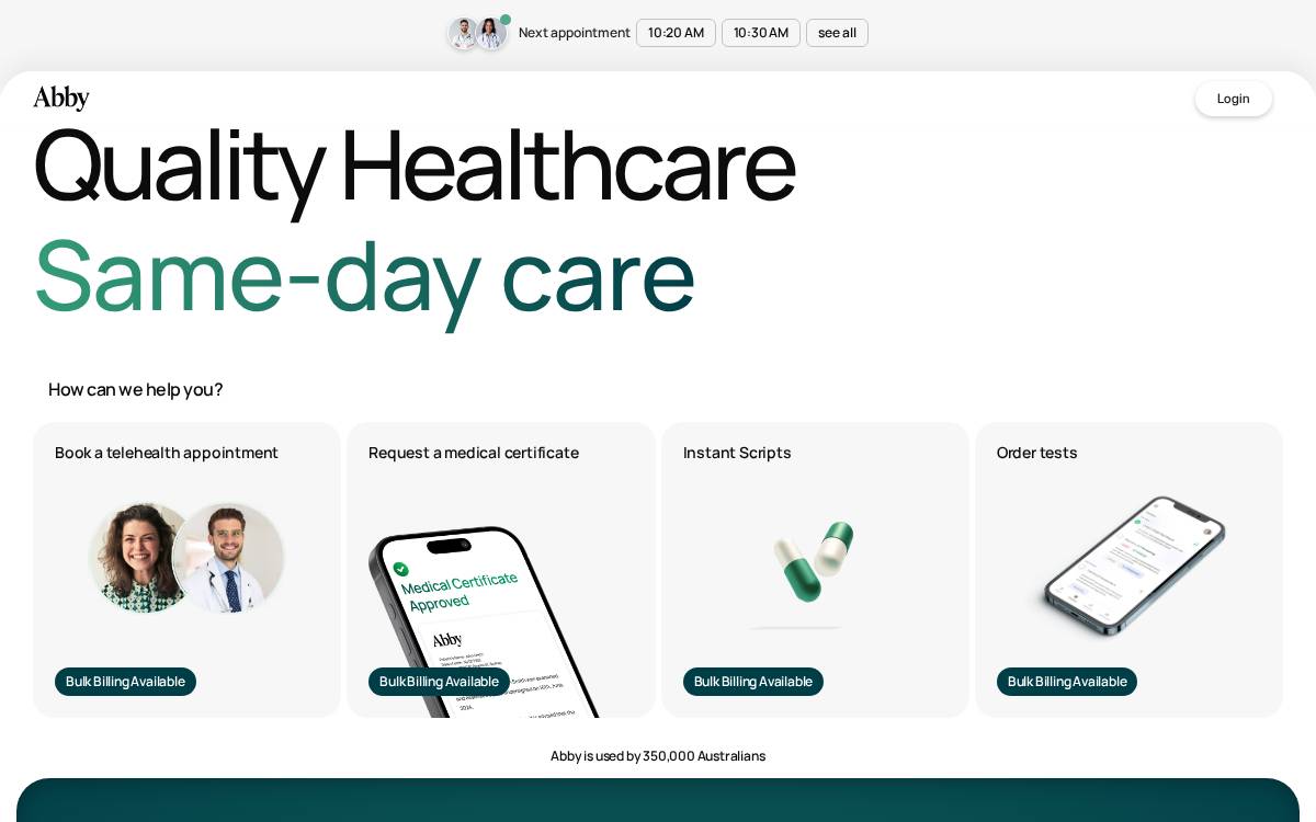 Abby Health website preview