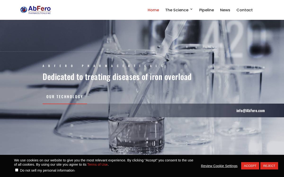 Abfero Pharmaceuticals website preview