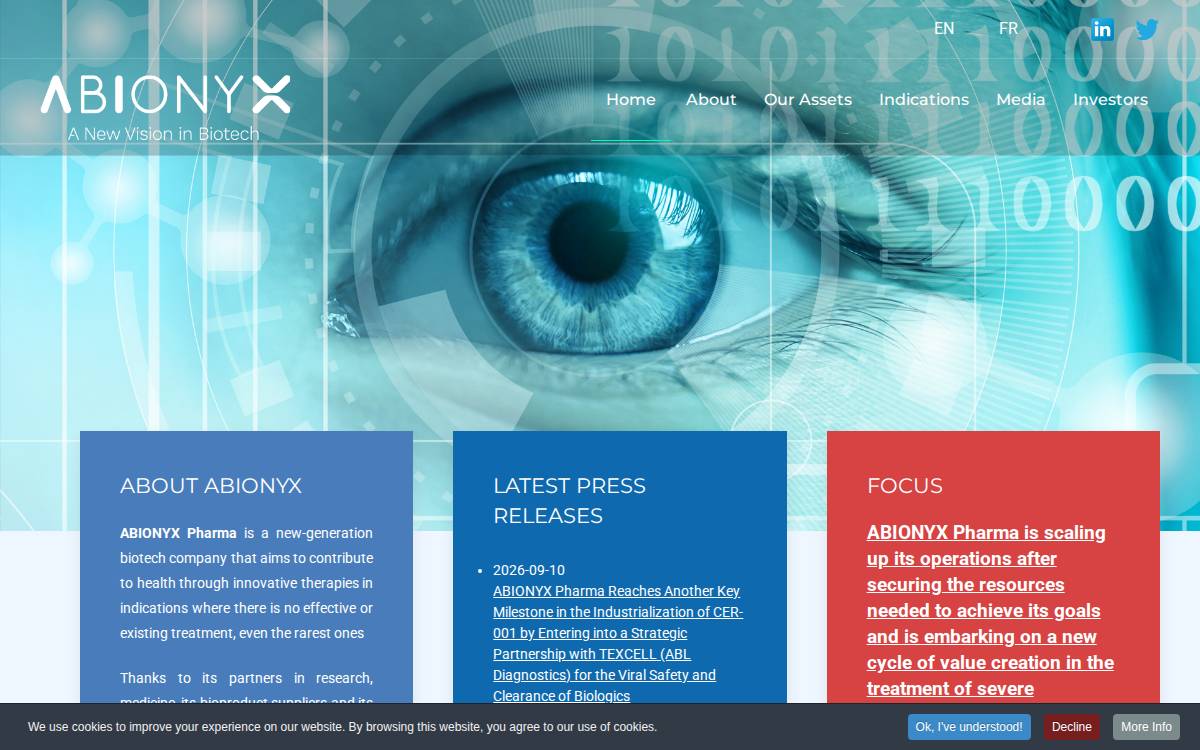 ABIONYX Pharma website preview