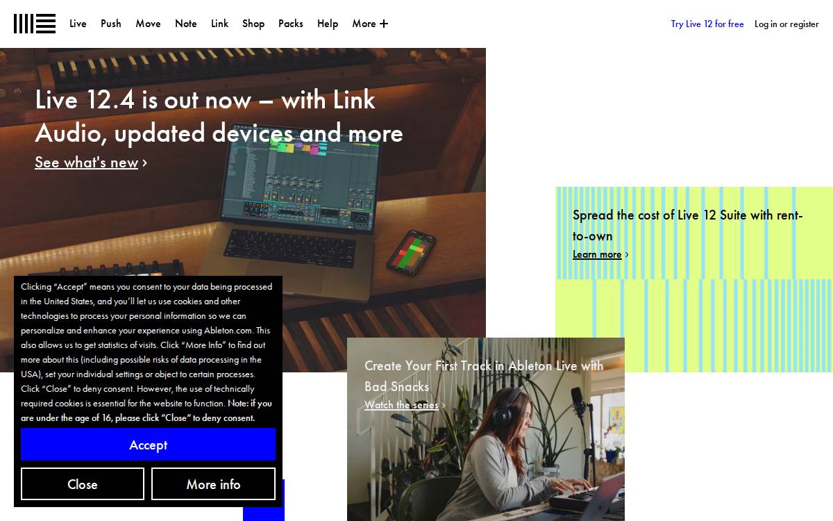 Ableton website preview