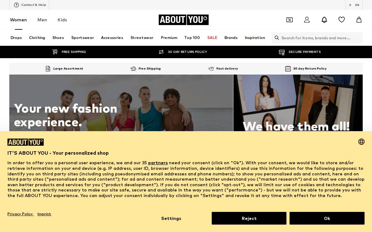 ABOUT YOU website preview