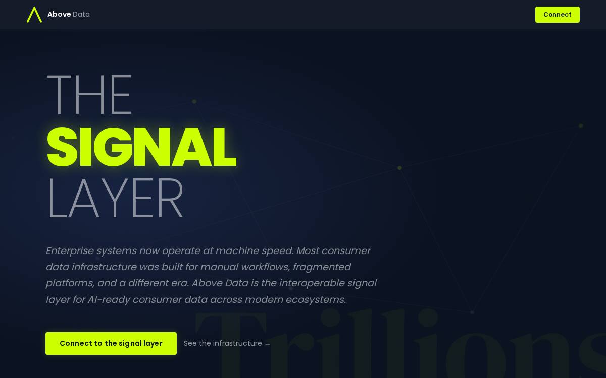 Above Data website preview